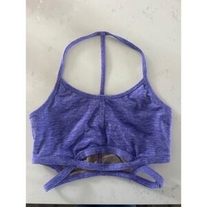 Free People Movement Purple Heathered Crisscross Cutout Sports Bra Yoga Fitness